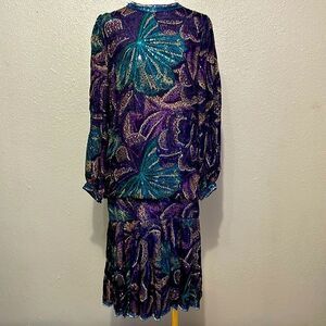 Vintage Judith Ann creations pure silk dress with drop waist size S